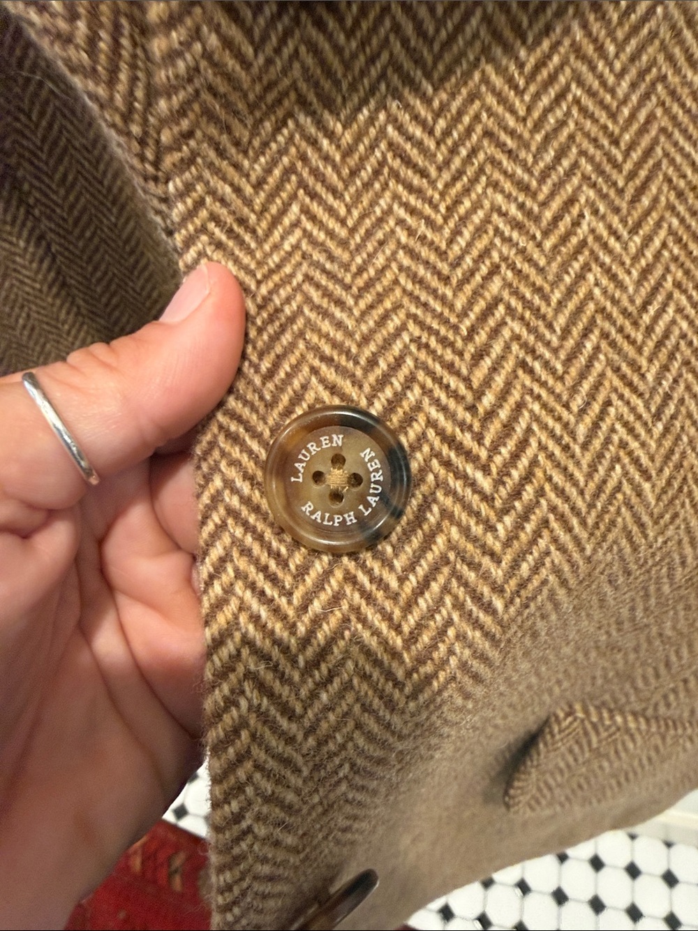 Ralph Lauren Brown Herringbone Wool Blend Tailored Blazer - Picture 4 of 5
